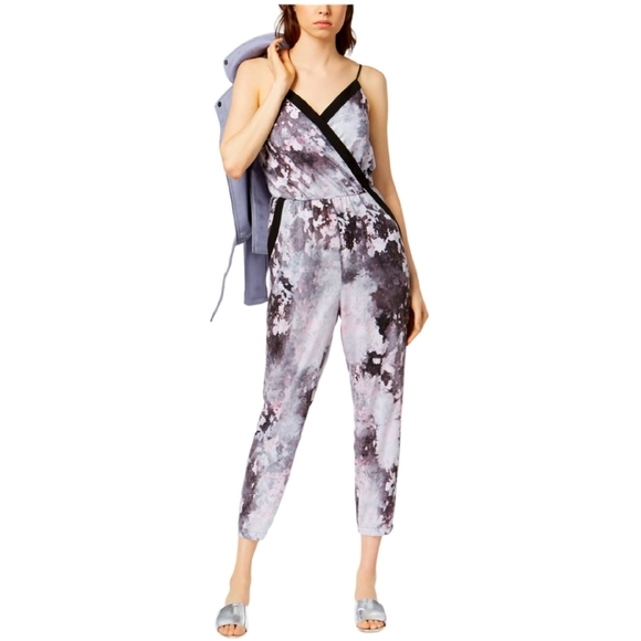 bar III Women's Brussels Splatter Paint Jumpsuit, Gray, Size SMALL NWT - Picture 1 of 10